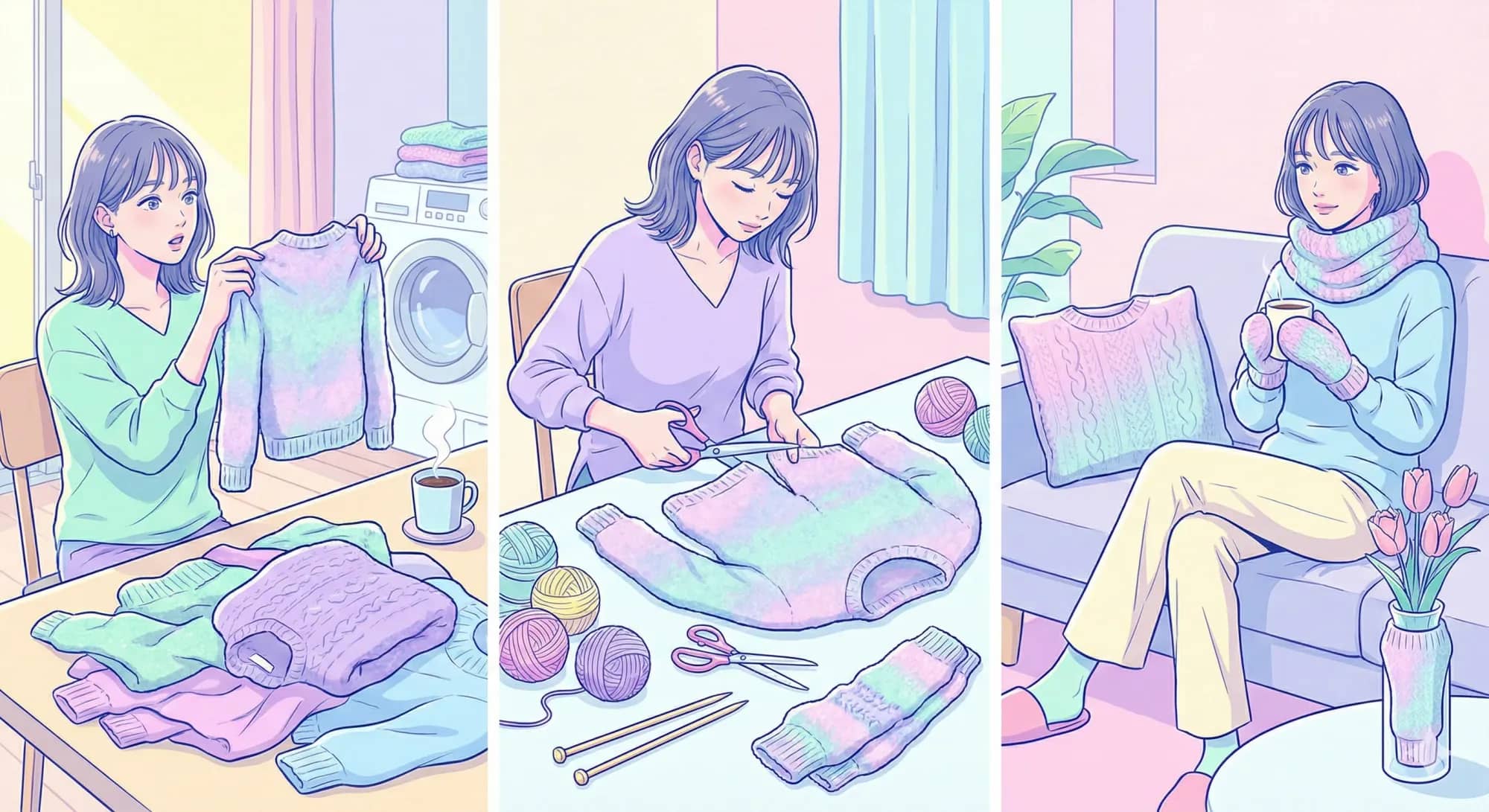 捨てないで!古いセーターが蘇る|初心者でも失敗しない簡単リメイク&小物作り決定版【型紙不要】