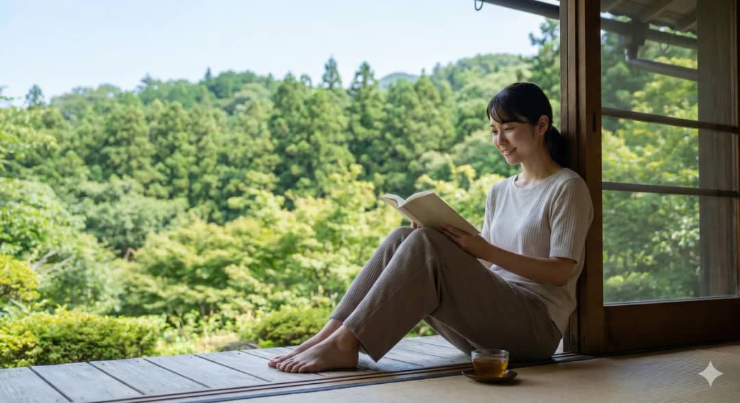 「文殊堂」への散策を日課にし、四季折々の山の表情を愛でる。