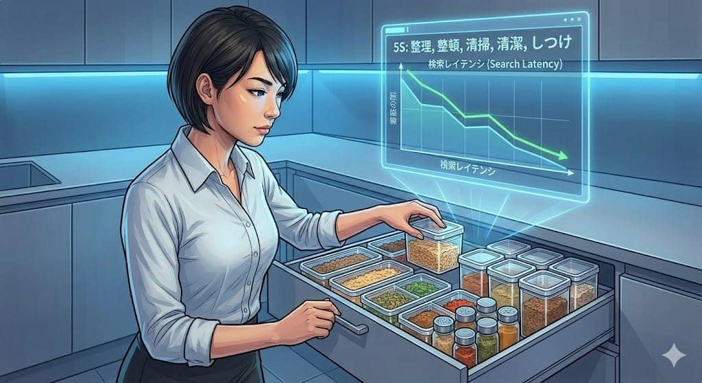 透明コンテナによる視覚的メタ情報の付与や、FIFO(先入れ先出し)の物理的実装により、一連 of プロトコルを無意識の習慣へと昇格させます。