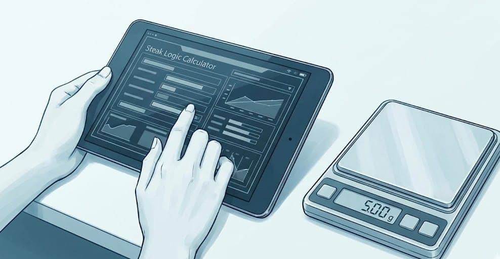 精密な機器とタブレットの計算機